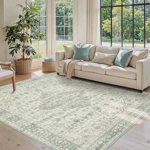 Rugxara 4x6 Vintage Boho Washable Rug for Bedroom(Green) by Rugxara