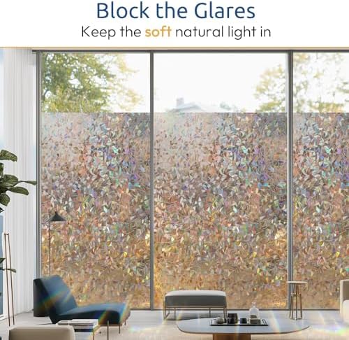 rabbitgoo Rainbow Window Privacy Film, Stained Cling, Brown, 35.4" x 157.4" - Image 6