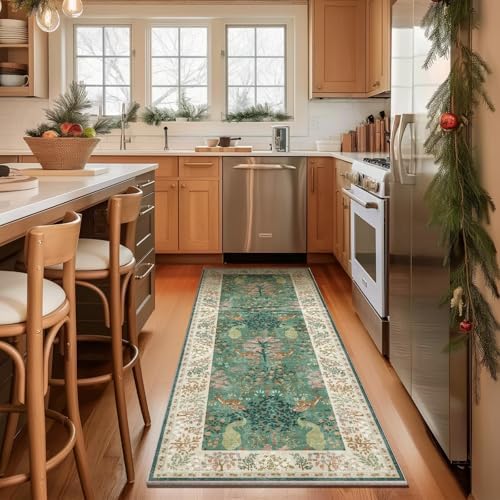 Runner Rug Washable Kitchen Runner: 2'6"x8' Hallway Runner Stain Resistant Non Slip Low Pile Soft Carpet Runners Rug for Entryway Bedroom Hallway Beside Bathroom Laundry Room - Image 2