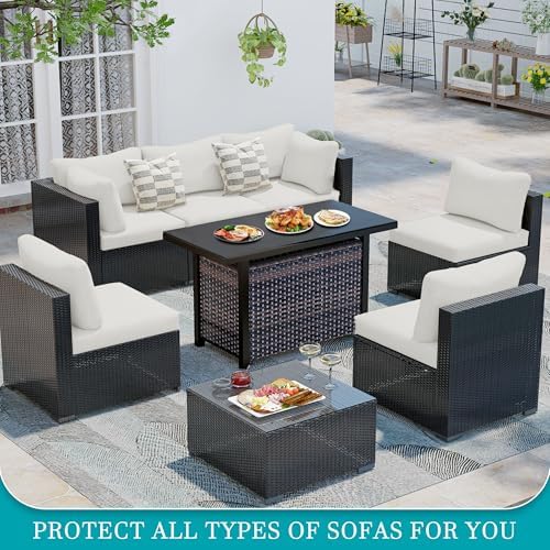 12 Piece Outdoor Cushion Covers, Patio Sofa Cushion Covers, Stretch Fit - Image 5