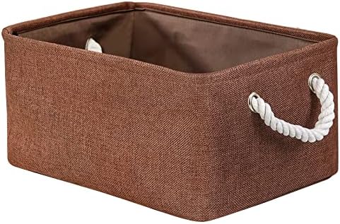 TheWarmHome Fabric Storage Basket for Home, Shelf, Closet - Canvas Bin for Dog Toys and Baby Items (Brown, 1 Pack, 13.8L9.8W6.7H) by TheWarmHome