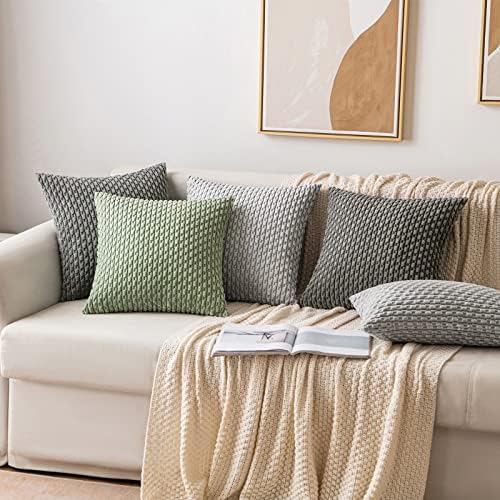 MIULEE Euro Sham Decorative Throw Pillow Covers 24x24 Dark Grey Corduroy - Image 5