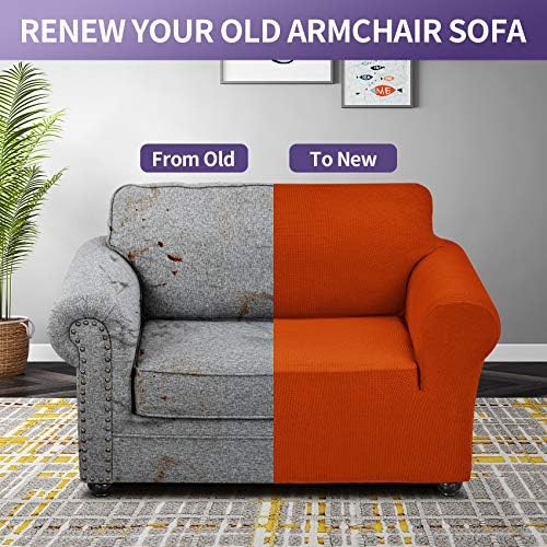 Joccun Stretch Chair Couch Cover,1-Piece Sofa Slipcover Spandex Jacquard Fabric Sofa Covers with Elastic Bottom,Furniture Protector for Dogs,Cats,Kids(Armchair,Pureed Pumpkin) - Image 6
