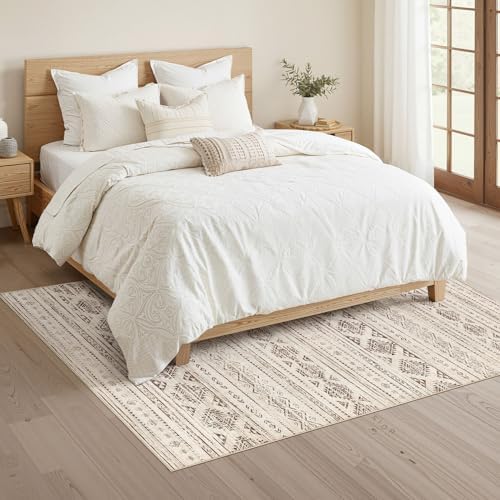 Nakagishi Boho 4x6 Area Rug Living Room Rugs Machine Washable Dark Brown - Image 4
