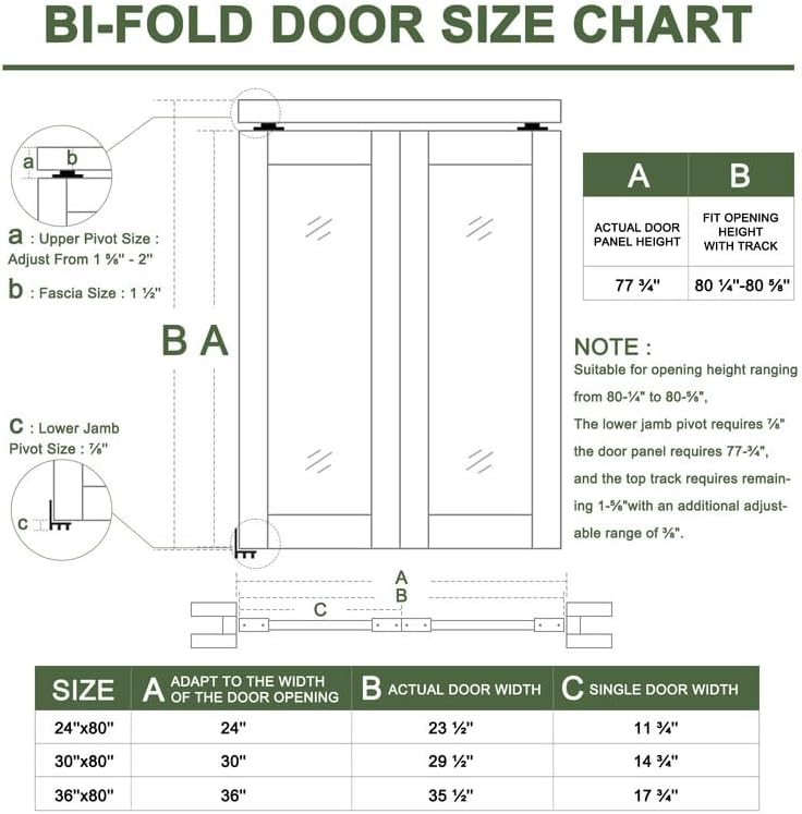 Bifold Doors for 36" x 80" Opening, Mirror Interior Folding Closet, White - Image 3