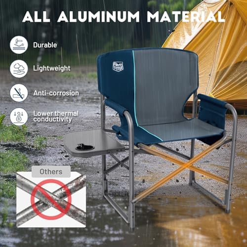 Timber Ridge Aluminum Oversized Camping Chair, Lightweight Portable Directors Chair with Side Table Detachable Side Pocket for Outdoor Camping, Lawn, Picnic, Support 400lbs Blue - Image 5