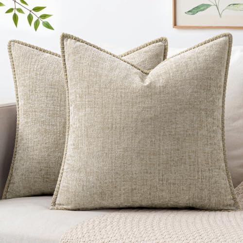 MIULEE Decorative Couch Throw Pillow Covers 18x18 Inch Light Taupe 2 Pack by MIULEE