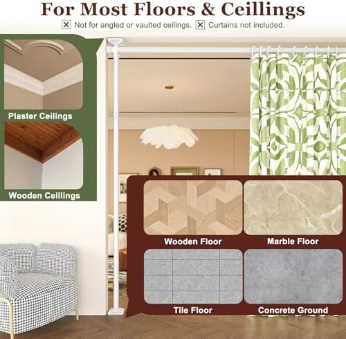 Goovilla Room Divider for Room Separation, 4-10ft(H) 28-114inch(W), White - Image 6