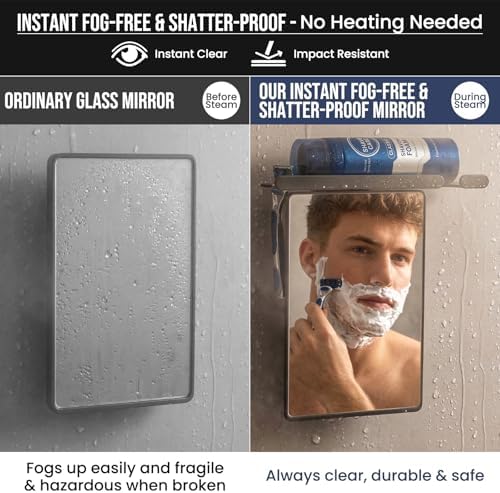TAILI Shower Mirror Fogless for Shaving,Fogless Mirror for Shower with Tray - Image 2