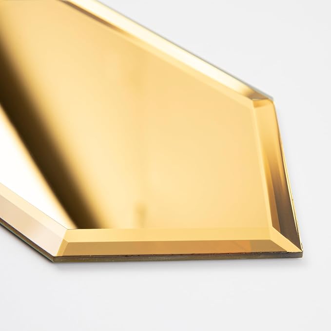 Peel and Stick Beveled Gold Mirror Tile, 4x6 Inch Mirror Backsplash Tiles Long Hexagon for Kitchen Bathroom Wall 30 Pcs, 4.8 SQ.FT - Image 4