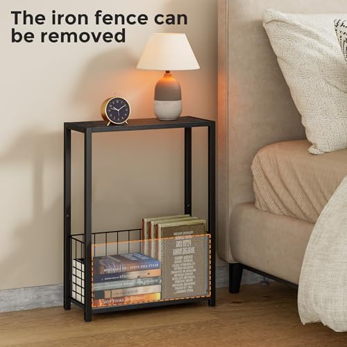 Homleke Narrow Side Tables Set of 2 with Magazine Holder, Skinny End Tables - Image 7