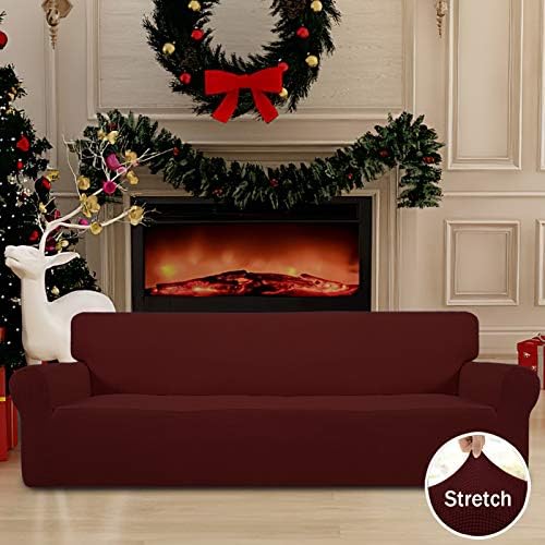 Easy-Going Stretch 4 Seater Oversized Sofa Couch Cover Wine - Image 2
