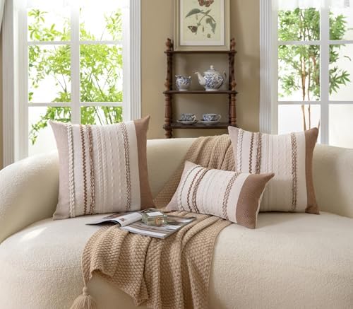 Cethom Boho Throw Pillow Covers 20x20 Inch Set of 2, Brown Textured Decorative Couch Pillow Cases for Farmhouse Home Decor, Accent Cushion Cover for Sofa, Bed, Living Room, Bedroom - Image 7