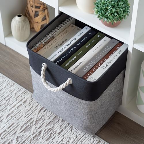 OrganiHaus 13x13 Cube Storage Bins, 3-Pack Fabric Cubes, Rope Handles - Image 4