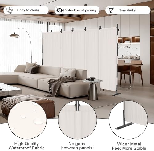 6 Panel Room Divider,6ft Folding Screen Portable Wall Partition Room Divider with 4 Metal Feet,Privacy Screen Indoor Doubles as a Cubicle Wall,Suitable for Bedroom Dressing Room Office - Image 2