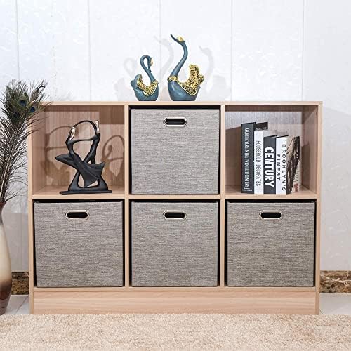 Posprica 3X Thicker Fabric Storage Cubes 13 inch Collapsible Storage Bins for Organization, Cubby Storage Baskets for Organizing Shelf Cabinet Bookcase Boxes, Set of 4, Coffee - Image 6
