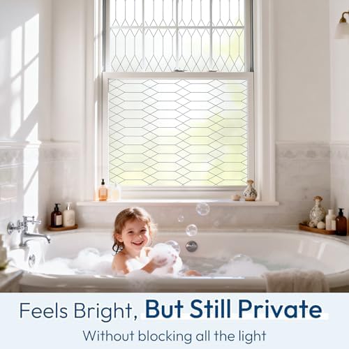 rabbitgoo Moroccan Pattern Static Cling Window Privacy Film, 17.5" x 78.7" - Image 2