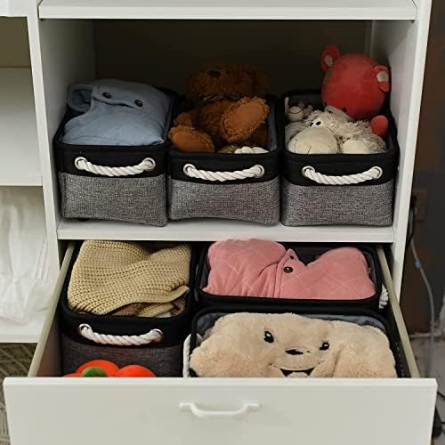 TheWarmHome Storage Basket for Organizing - 12x8x5.2 inch 1 Pack Fabric Storage Cubes, Baskets for Gifts Empty for Closet Organizer Dog Gift Cloth Toy (Grey & Black) - Image 4