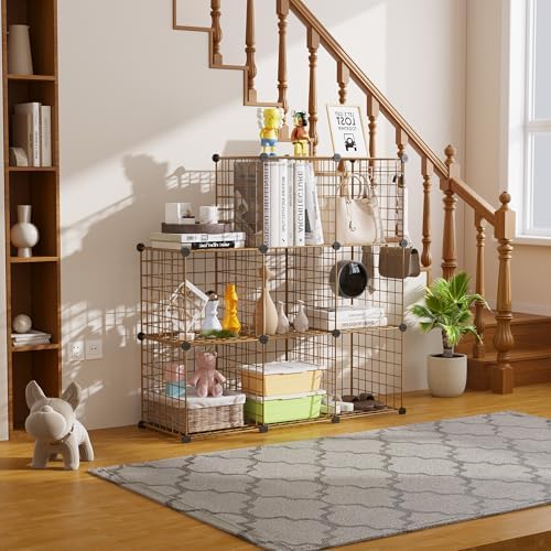 C&AHOME Wire Cube Storage, 8 - Cube Organizer Metal C Grids Units, Brown - Image 4