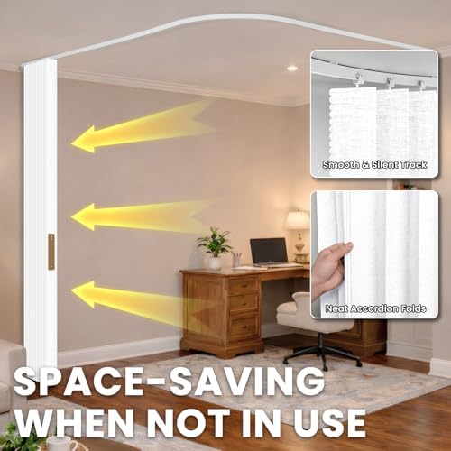 Room Divider Curtain Sets with Flexible Ceiling Track, Privacy Soundproof Curtain for Bedroom Office Patio Sliding Door(White, W100 x L96, 1 Pack) - Image 4