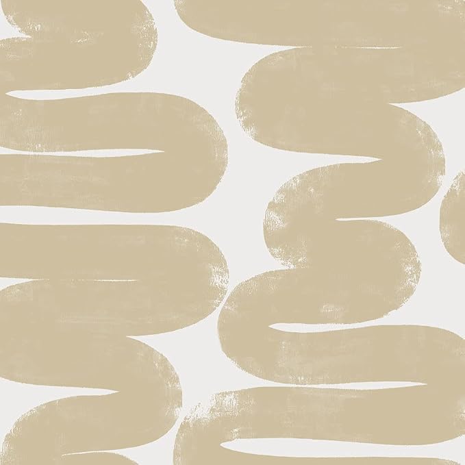 Tempaper x Bobby Berk Beige & White Wiggle Room Removable Peel and Stick Wallpaper, 20.5 in X 16.5 ft, Made in The USA by TempaperCo