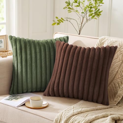 Pallene Faux Fur Decorative Throw Pillow Covers 12x20 Set of 2, Chocolate - Image 4