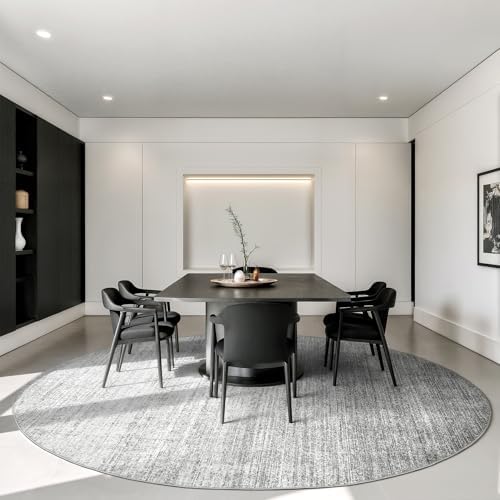 Valenrug Round Rugs 8ft, Circle Washable Area Rugs for Living Room, Grey - Image 3