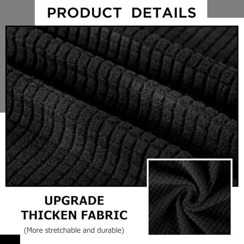 Peryiter 3 Pcs Couch and Loveseat Sofa Covers,Black,Fleece - Image 5