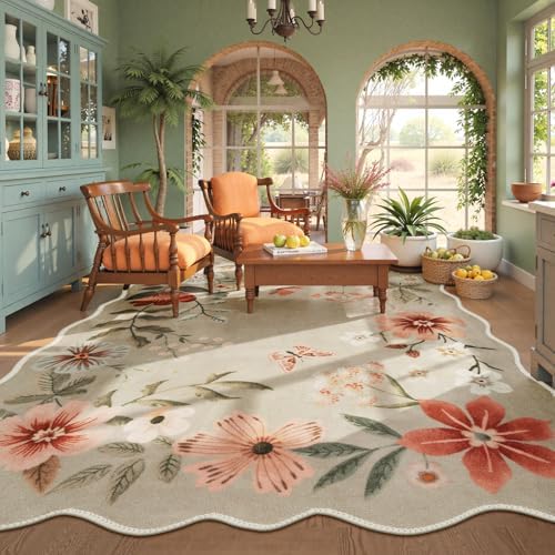 Lahome Floral Washable Rugs 8x10, Non-Slip Soft Bedroom Rug Stain Resistant by Lahome