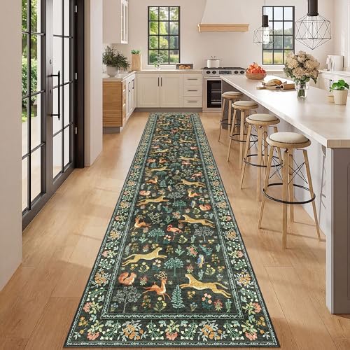 DUKINO 2.6x12 Hallway Runner Rug, Washable Animal Rug Non Slip, Black - Image 3