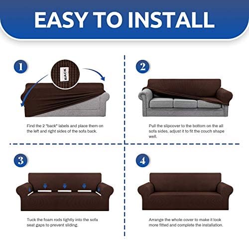 KEKUOU Stretch Chair Sofa Slipcover, Single Couch Cover,Chocolate - Image 4