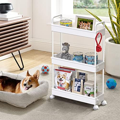SOLEJAZZ Slim Rolling Storage Cart Skinny Bathroom Organizer, 3 Tier, White - Image 6