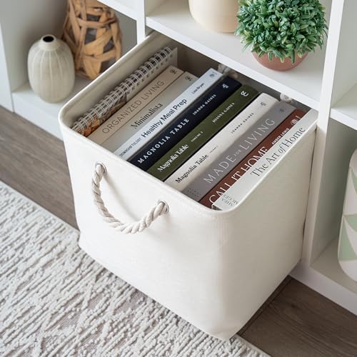 OrganiHaus 13x13 Cube Storage Bins, 4-Pack Fabric Cubes, Rope Handles - Image 4