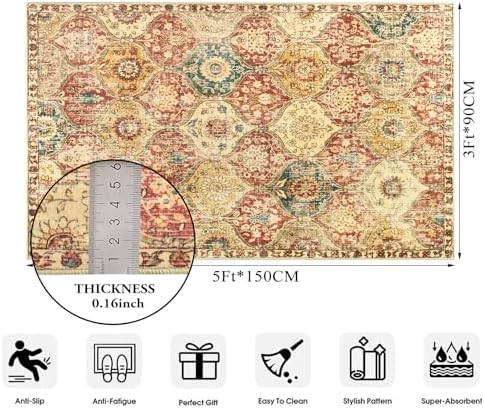 Lahome Moroccan Washable Small Area Rug, 3x5 Rug for Bedroom Living Room - Image 2