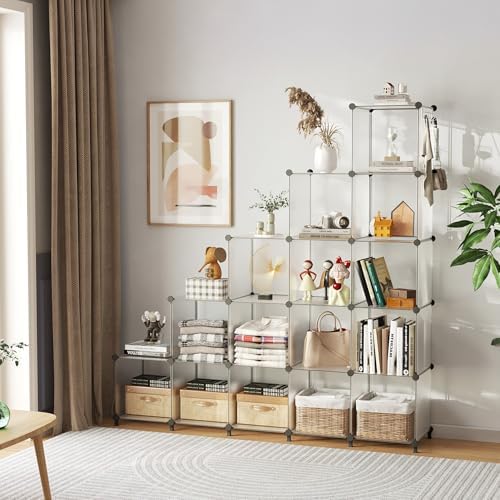 AWTATOS Cube Storage Organizer, 16 Cube Closet Organizer, Transclucent - Image 4