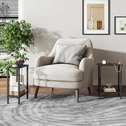TUTOTAK Narrow Side Table Set of 2, Small End Table with Charging Station - Image 5
