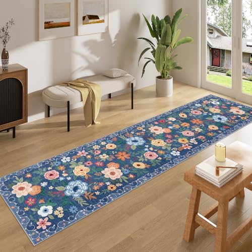DUKINO 2x8 Runner Rug, Washable Runner Rug for Kitchen Non Slip, Blue - Image 3