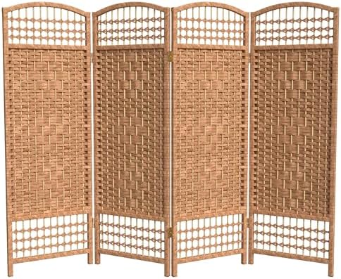 4 ft. Short Fiber Weave Folding Screen - Natural - 4 Panels by RedLantern