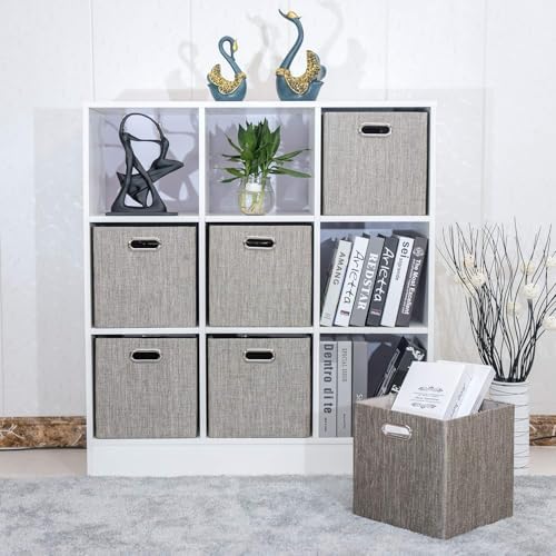 Posprica Storage Bins,11×11 Foldable Storage Cubes Boxes Container Closet Organizer Shelf Cabinet Bookcase,Thick Fabric Drawer Container - 4pcs,Coffee - Image 7