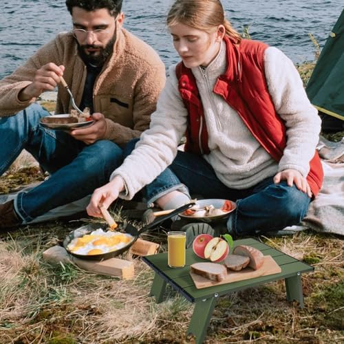 Small Folding Camping Table, Mini Low Portable Beach Tables, Green - Image 7