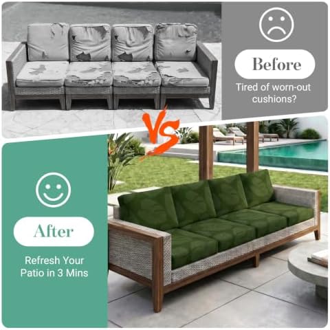 8Pcs Patio Cushion Covers Stretch Outdoor Furniture Protector Slipcovers - Image 4