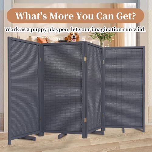 Room Divider Folding Privacy Screens,Hand-Made Natural Bamboo Room Dividers - Image 6