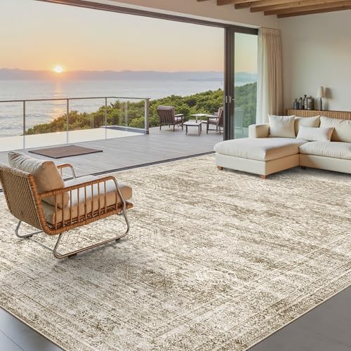 Soalmost Washable Area Rug 8x10 Large Soft Brown Rugs for Living Room - Image 2
