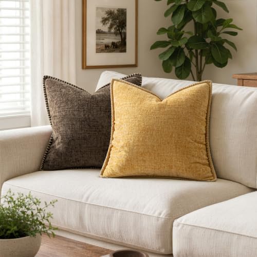 MIULEE Decorative Euro Sham Pillow Covers 24x24 Inch Gold 2 Pack - Image 4