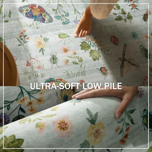 Machine Washable Rug for Living Room: 9x12 Area Rugs Vintage Rug Stain Resistant Non Slip Low Pile Soft Lightweight Carpets for Bedroom Kitchen Dining Room Nursery Kids Room Farmhouse Indoor - Image 5