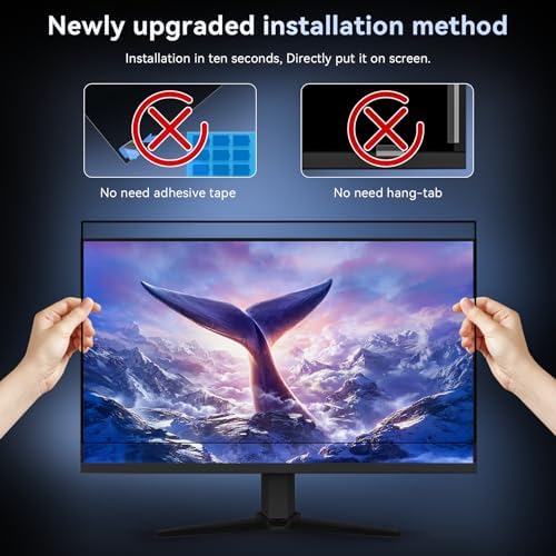 21.5 Inch Computer Privacy Screen Filter for 16:9 Widescreen Monitor, Removable Eye Protection Anti Glare Blue Light Filter Privacy Shield, Anti Scratch Anti Spy Screen Protector Film 21.5 in - Image 2