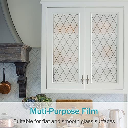VELIMAX Lattice Frosted Window Film Window Privacy Film Static Cling Window Vinyl Opaque Glass Sticker Non Adhesive Anti-UV 35.4x78.7 inches - Image 6