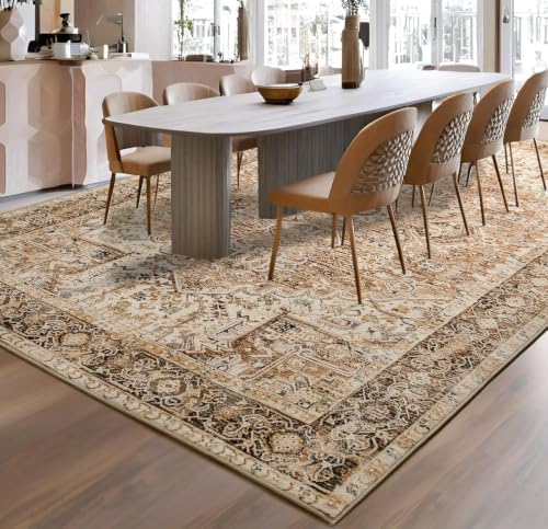 Hanples 5x7 Area Rugs for Living Room, Washable Rug Vintage Floral, Beige - Image 5