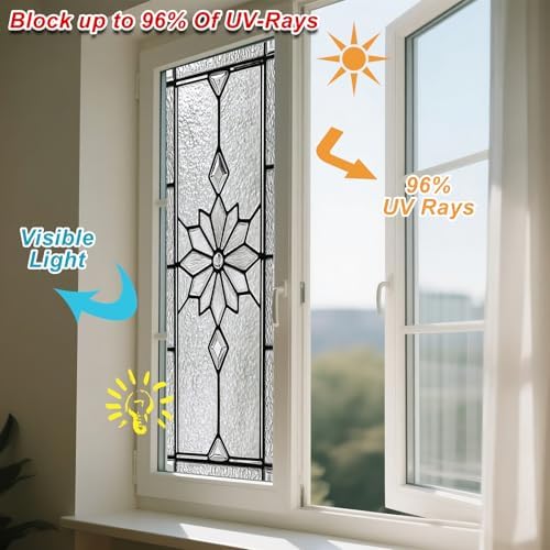 IVN Stained Glass Window Film Floral Diamond Design Window Privacy Film - Image 4