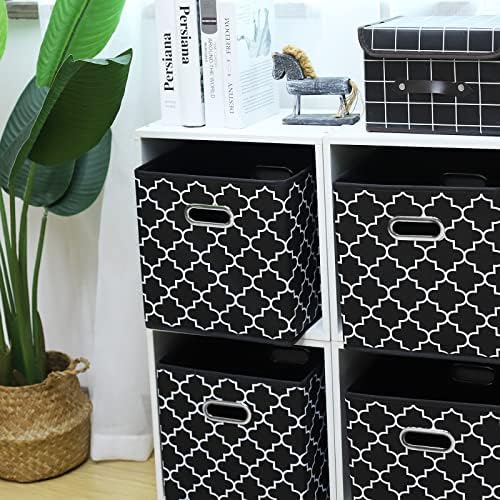 11 Inch Cube Storage Bins , Fabric Cube Organizer Bins with Handle, Foldable Cube Bins for Cloth or Accessary Storage, 11x11x11 Set of 3 (Black Light) - Image 3